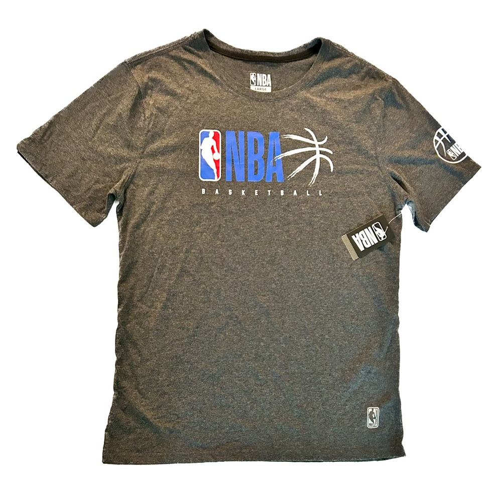 NBA Basketball Shirt Mens Large Gray T-Shirt Tee Short Sleeve Pullover